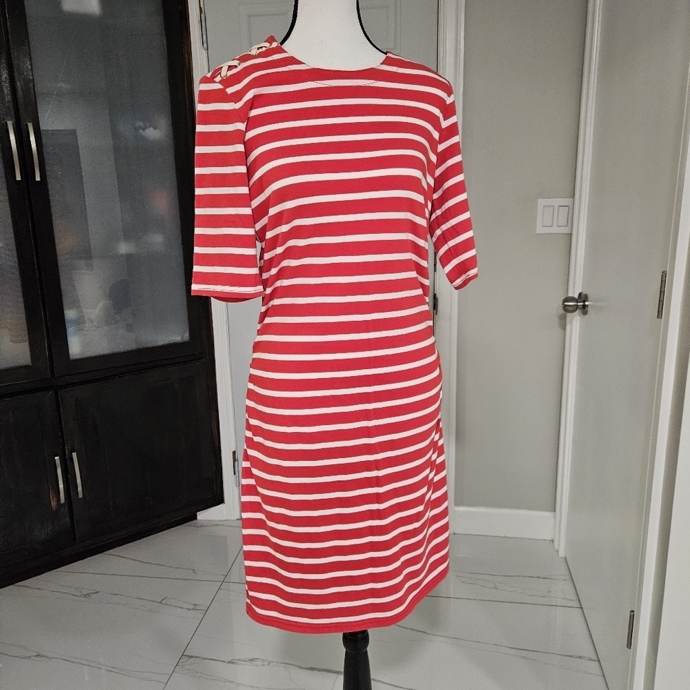 Veronica Beard Foley Ruched Stripe Dress Medium